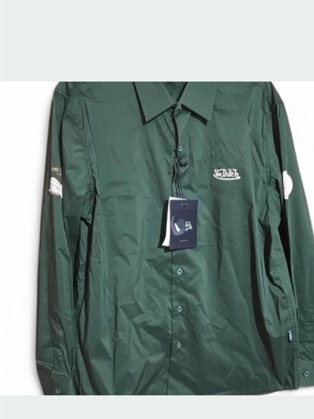 Von Dutch Men's Dark Green Button-Down Shirt with Logo
